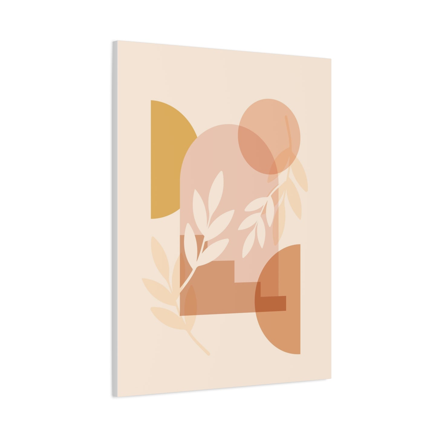 Abstract Terracotta Botanical Art Set 1.1 - Matte Canvas Decor with Minimalist Leaf Design
