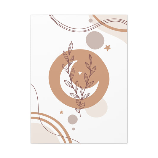 Sunset Botanica Art 1.1 - Matte Canvas Decor with Minimalist Leaf Design