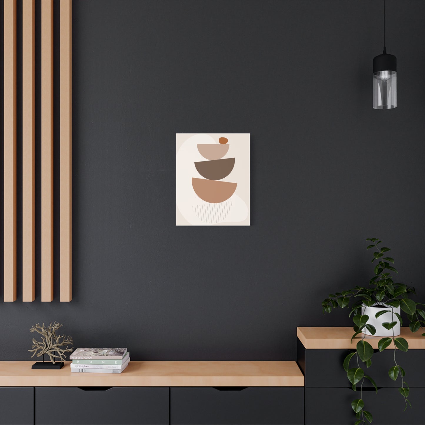 Brown View Wall Art Set 1.2 - Matte Canvas Decor with Minimalist Leaf Design