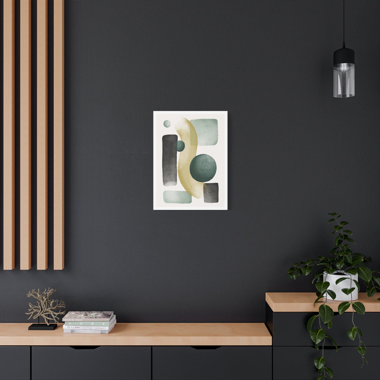 Army Green Art Set 1.2 - Matte Canvas Decor with Minimalist Leaf Design
