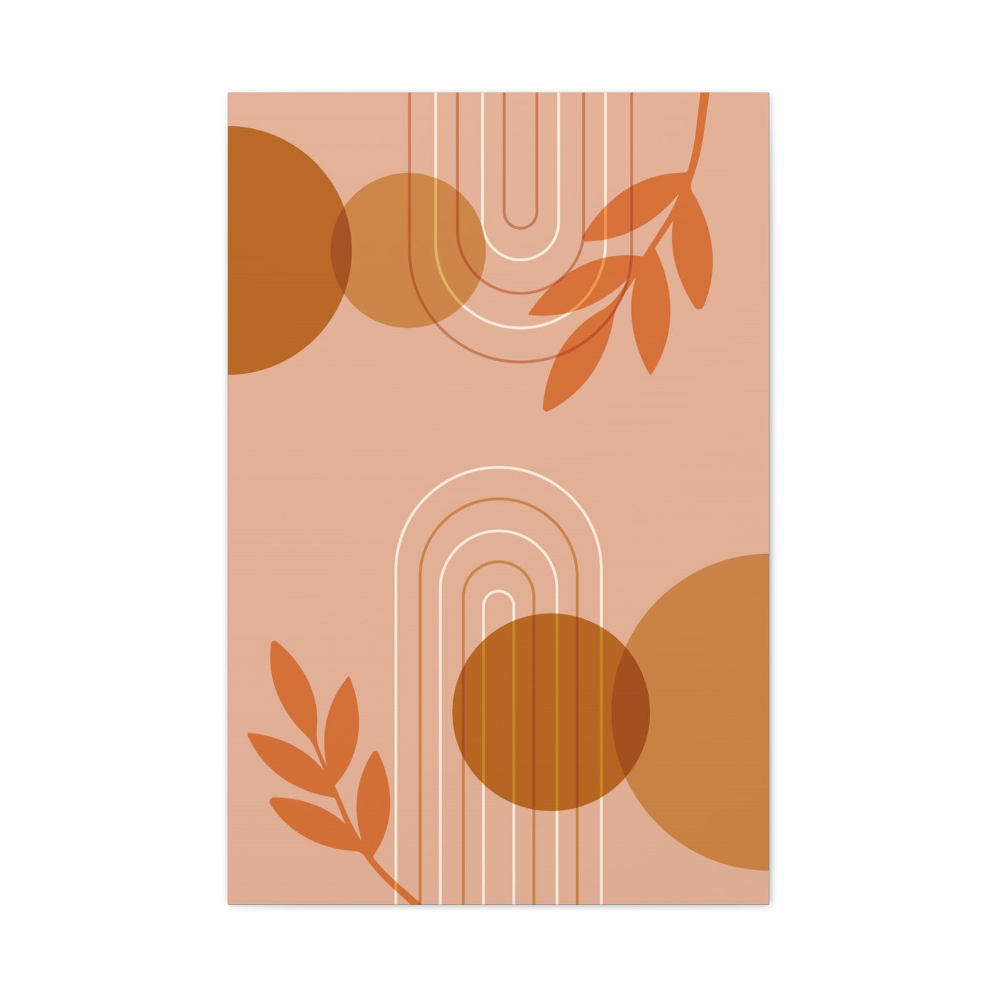 Abstract Terracotta Botanical Art Set 1.2 - Matte Canvas Decor with Minimalist Leaf Design
