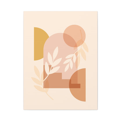 Abstract Terracotta Botanical Art Set 1.1 - Matte Canvas Decor with Minimalist Leaf Design