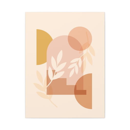 Abstract Terracotta Botanical Art Set 1.1 - Matte Canvas Decor with Minimalist Leaf Design