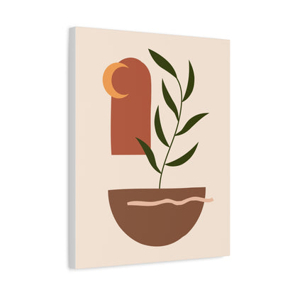 Petal Village Art 1.3 - Matte Canvas Decor with Minimalist Leaf Design