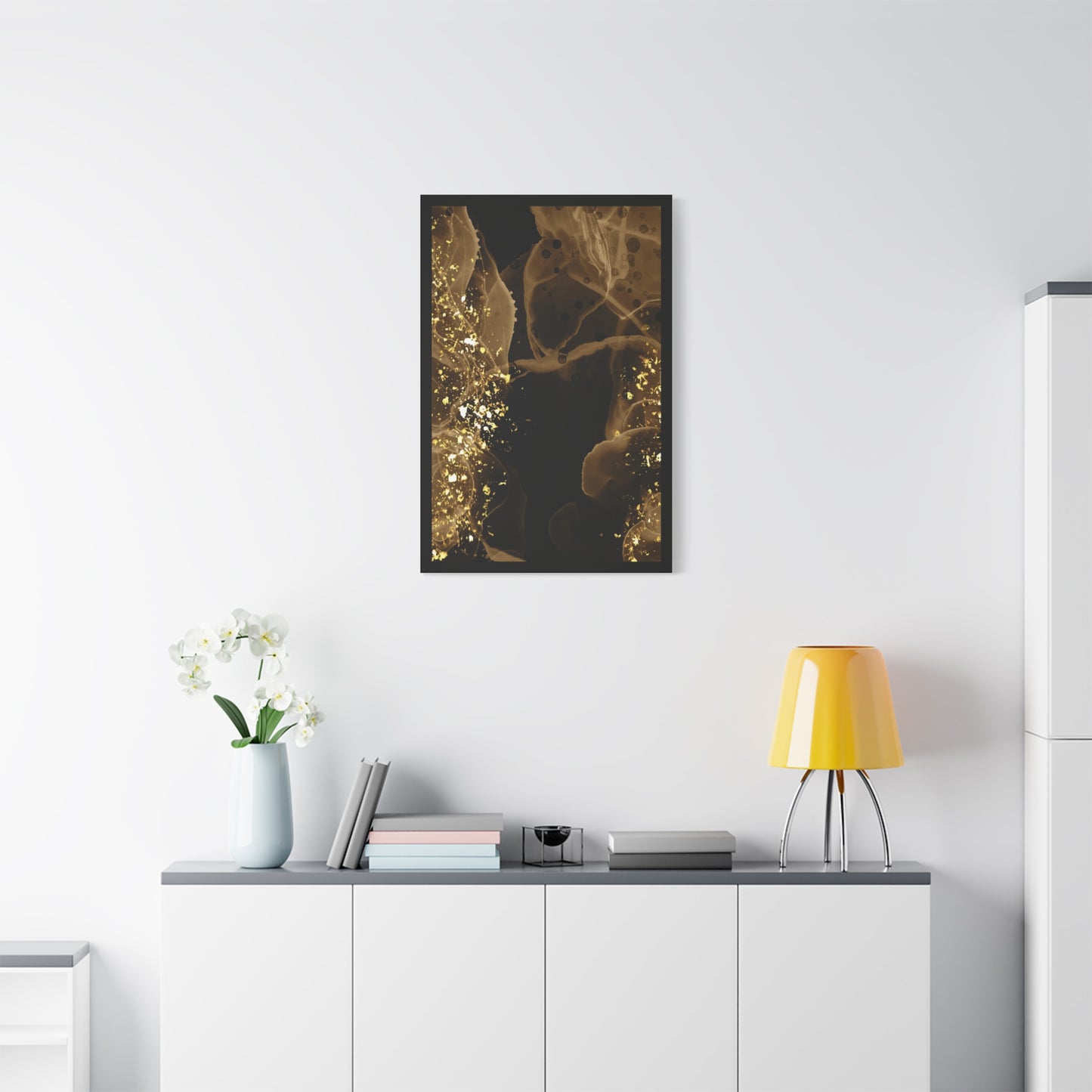 Gold Dust Art Set 1.1 - Matte Canvas Decor with Minimalist Leaf Design