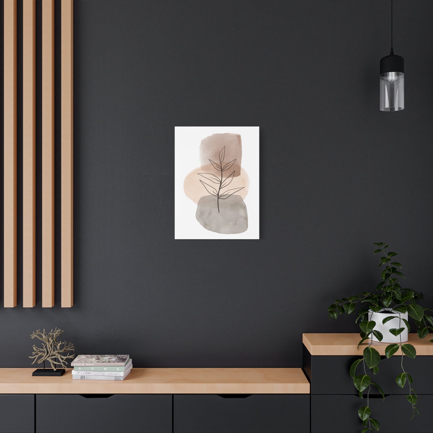 Brown Modern Botanical Wall Art Set 1.3 - Matte Canvas Decor with Minimalist Leaf Design