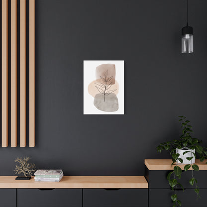 Brown Modern Botanical Wall Art Set 1.3 - Matte Canvas Decor with Minimalist Leaf Design