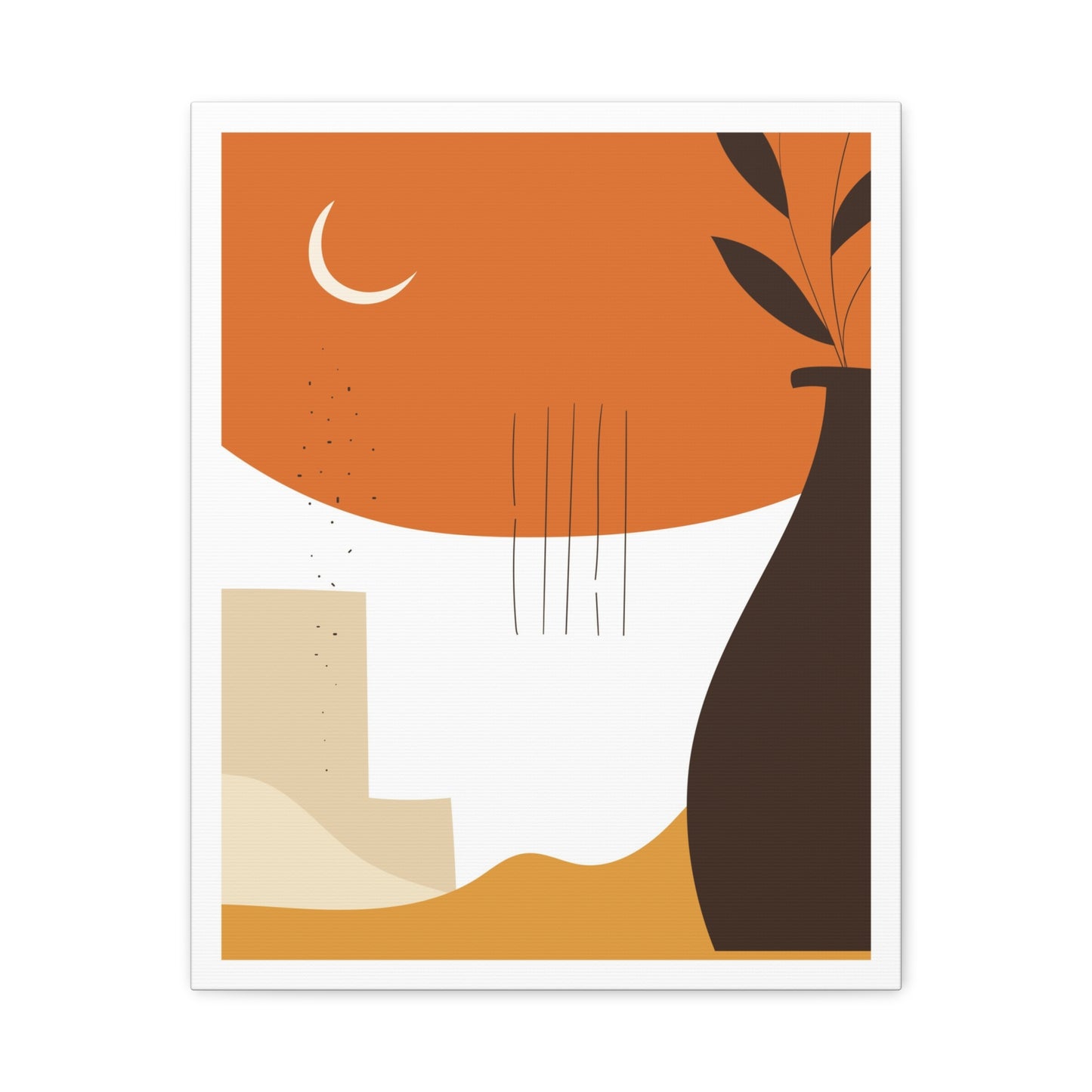 Lunar Bloom Art Set 1.3 - Matte Canvas Decor with Minimalist Leaf Design