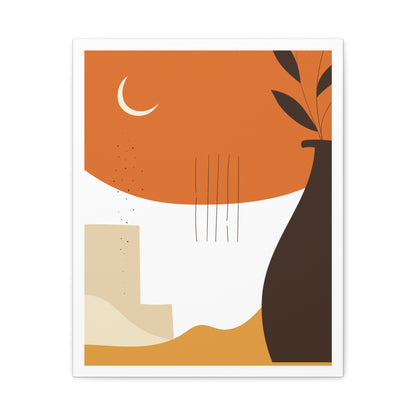 Lunar Bloom Art Set 1.3 - Matte Canvas Decor with Minimalist Leaf Design