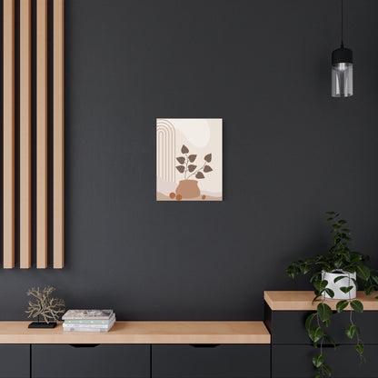 Brown View Wall Art Set 1.3 - Matte Canvas Decor with Minimalist Leaf Design