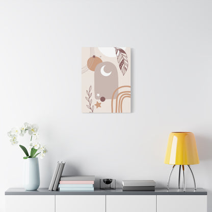 Sunset Botanica Art 1.2 - Matte Canvas Decor with Minimalist Leaf Design