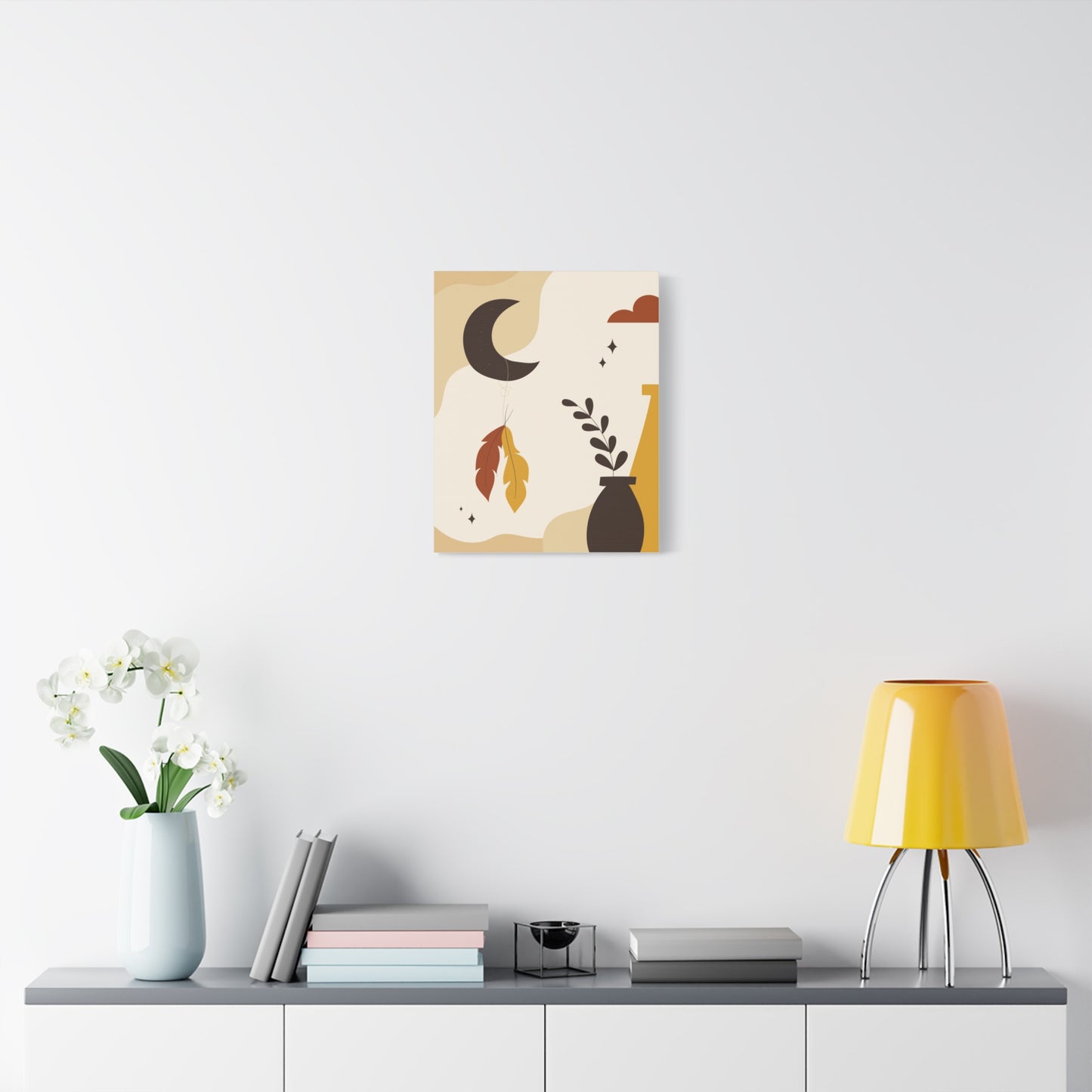 Nocturne Petal Art Set 1.2 - Matte Canvas Decor with Minimalist Leaf Design