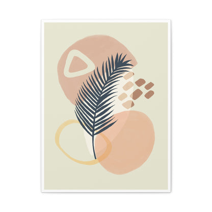 Pink Minimal  Flower Art Set 1.2 - Matte Canvas Decor with Minimalist Leaf Design
