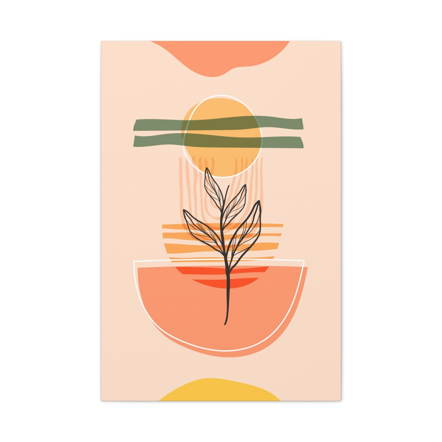 Sunway Minimal Art Set 1.3 - Matte Canvas Decor with Minimalist Leaf Design