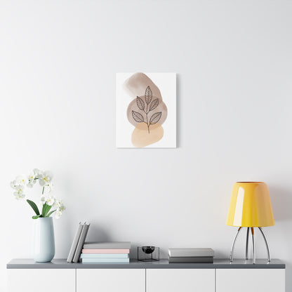 Brown Modern Botanical Wall Art Set 1.2 - Matte Canvas Decor with Minimalist Leaf Design