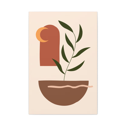 Petal Village Art 1.3 - Matte Canvas Decor with Minimalist Leaf Design