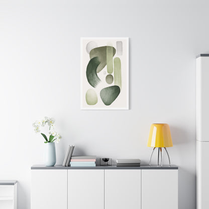 Olive Green Art Set 1.2- Matte Canvas Decor with Minimalist Leaf Design