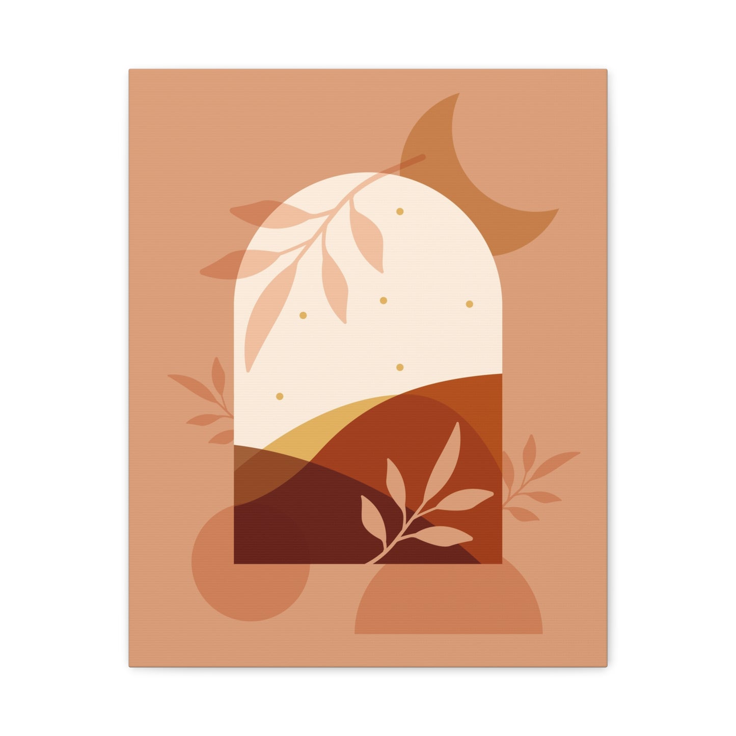 Abstract Terracotta Botanical Art Set 1.3 - Matte Canvas Decor with Minimalist Leaf Design