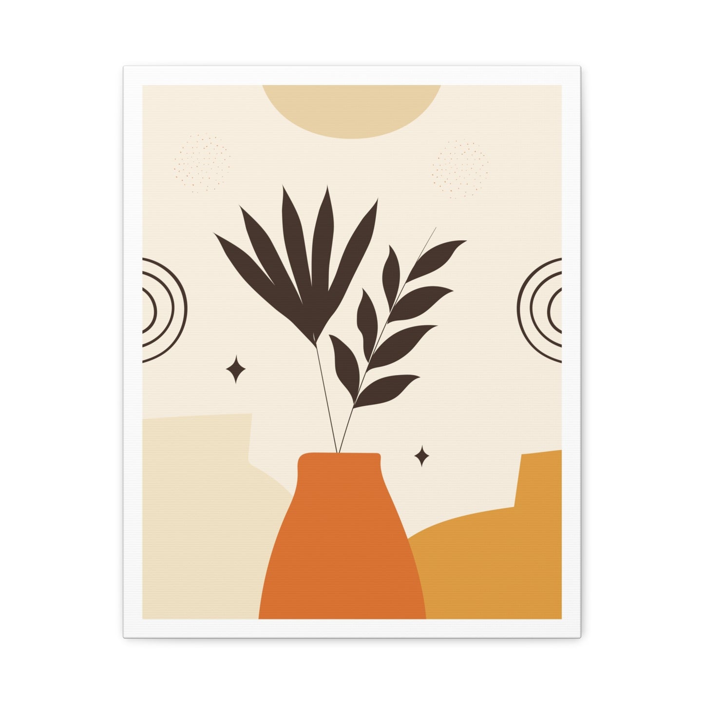 Lunar Bloom Art Set 1.1 - Matte Canvas Decor with Minimalist Leaf Design