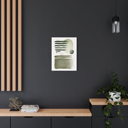 Olive Green Art Set 1.1 - Matte Canvas Decor with Minimalist Leaf Design
