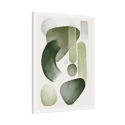 Olive Green Art Set 1.2 - Matte Canvas Decor with Minimalist Leaf Design