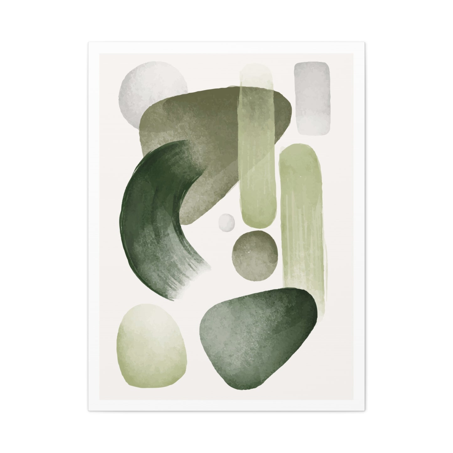 Olive Green Art Set 1.2 - Matte Canvas Decor with Minimalist Leaf Design