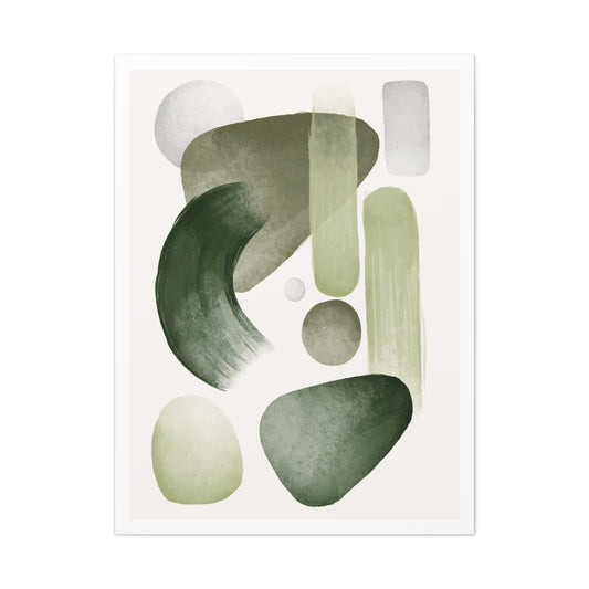 Olive Green Art Set 1.2 - Matte Canvas Decor with Minimalist Leaf Design