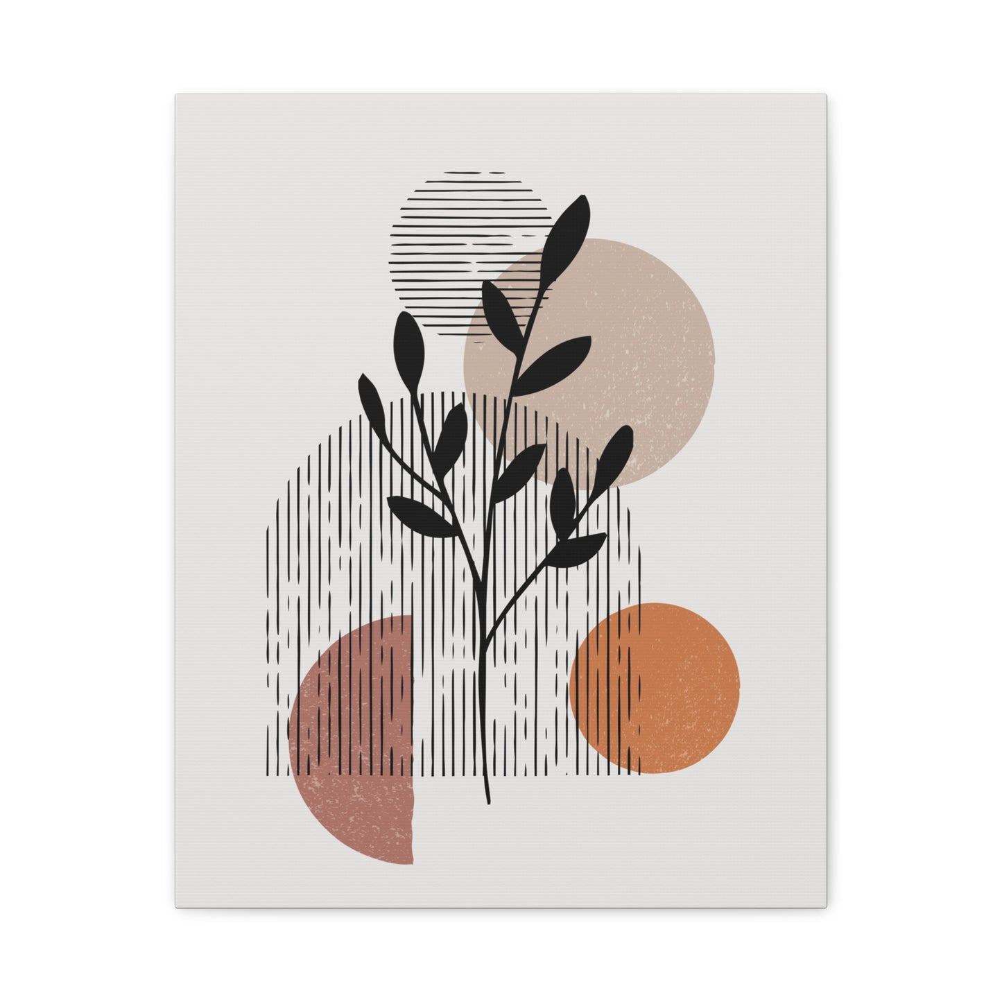 Orange Tone Flower Art Set 1.2 - Matte Canvas Decor with Minimalist Leaf Design