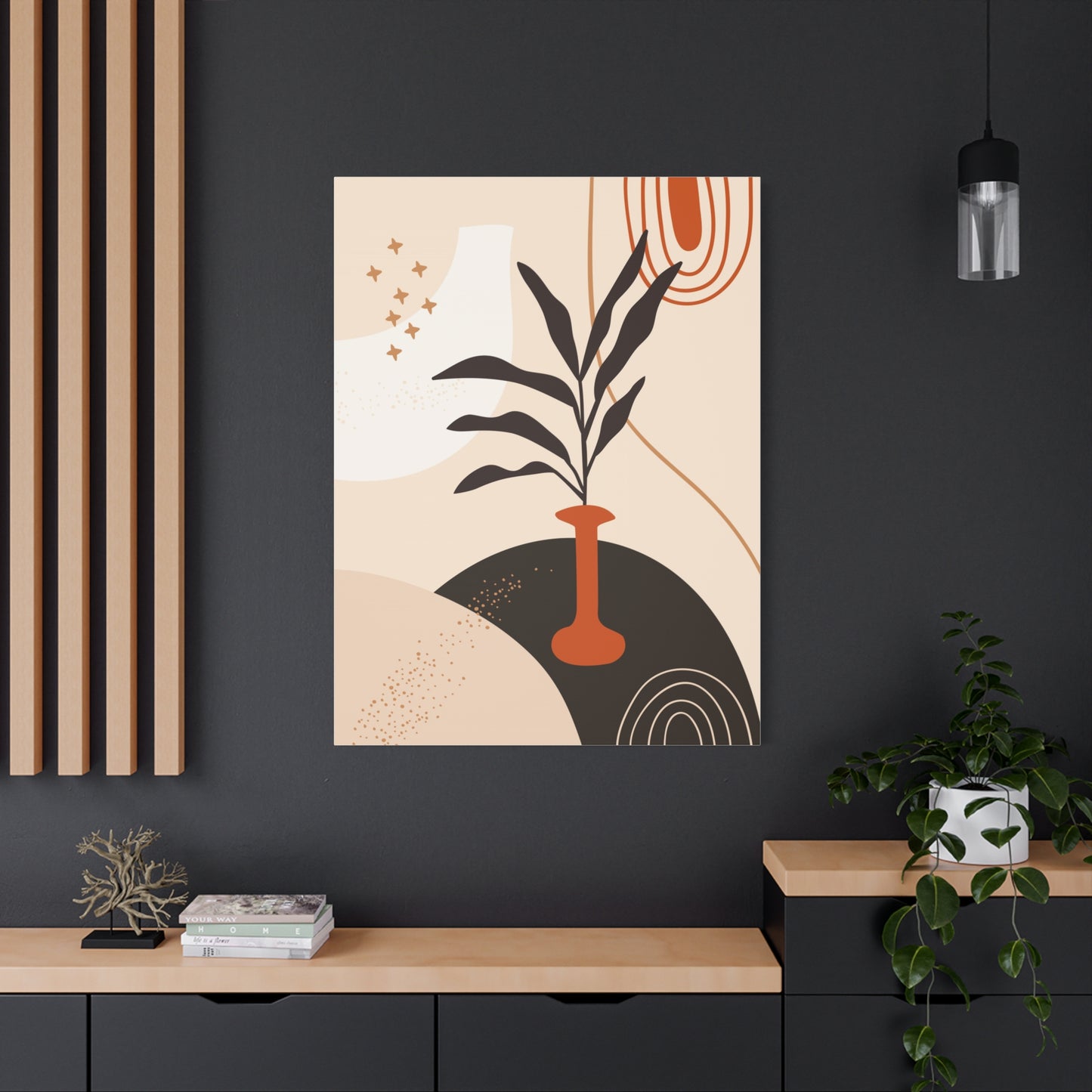 Boheme Luna  Art Set 1.1 - Matte Canvas Decor with Minimalist Leaf Design
