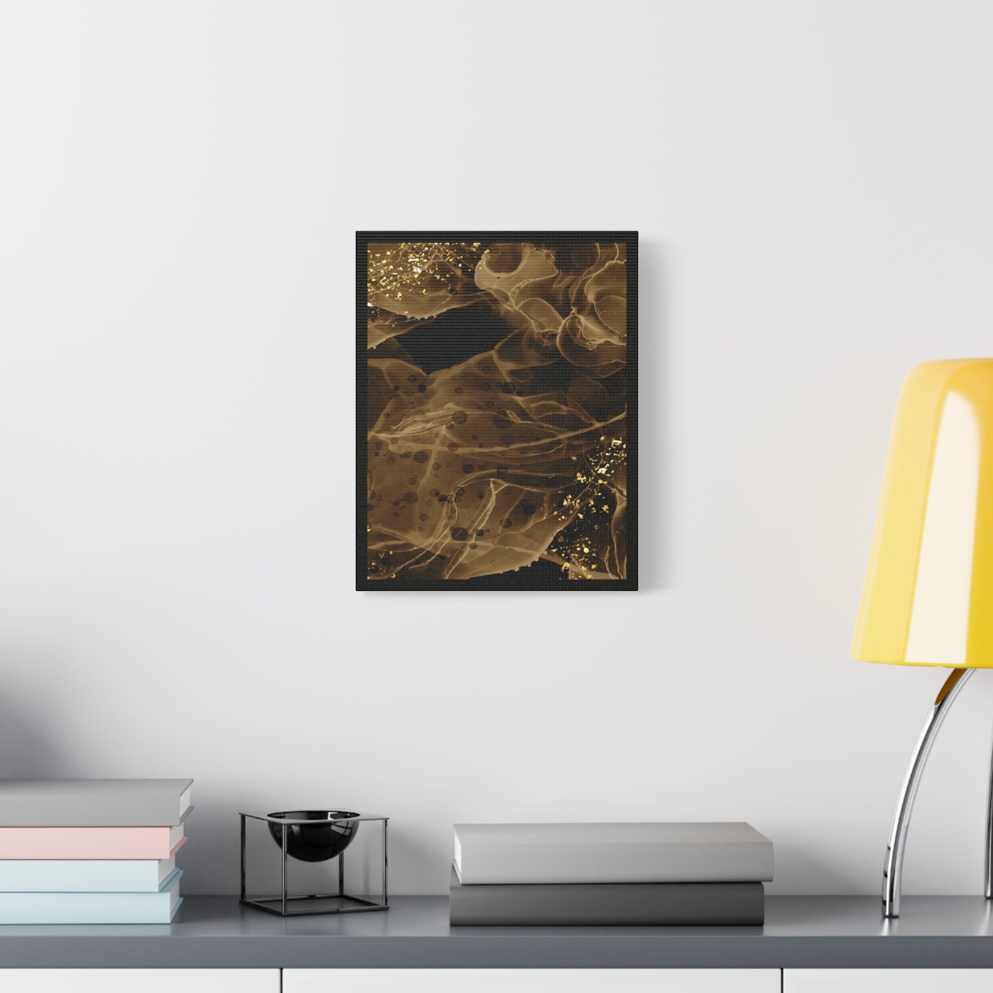 Gold Dust Art Set 1.2 - Matte Canvas Decor with Minimalist Leaf Design