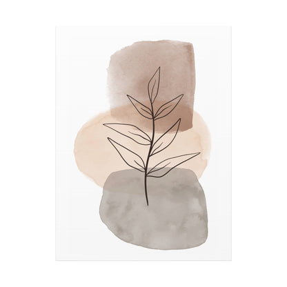 Brown Modern Botanical Wall Art Set 1.3 - Matte Canvas Decor with Minimalist Leaf Design