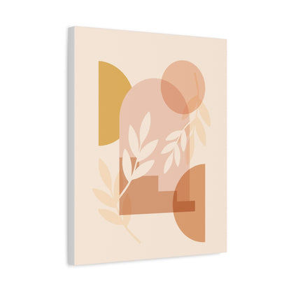 Abstract Terracotta Botanical Art Set 1.1 - Matte Canvas Decor with Minimalist Leaf Design