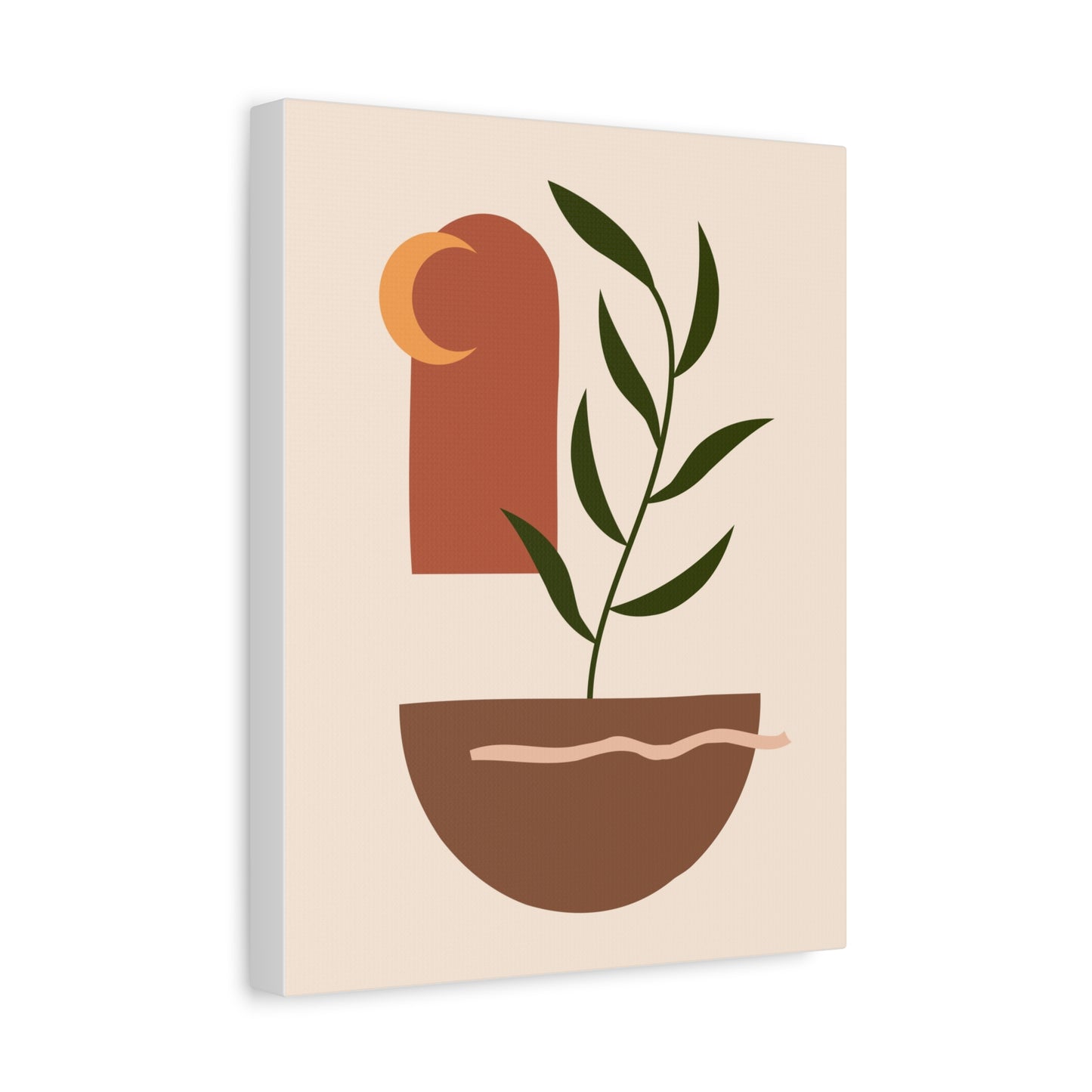 Petal Village Art 1.3 - Matte Canvas Decor with Minimalist Leaf Design