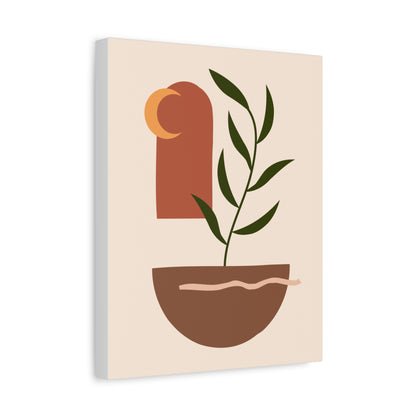 Petal Village Art 1.3 - Matte Canvas Decor with Minimalist Leaf Design
