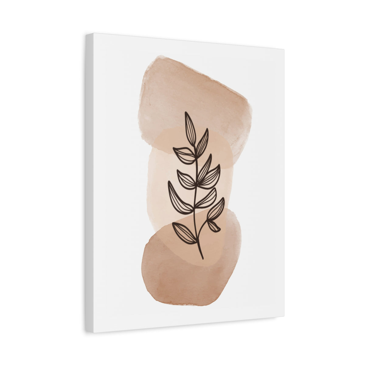 Brown Botanical Wall Art Set 1.1 - Matte Canvas Decor with Minimalist Leaf Design