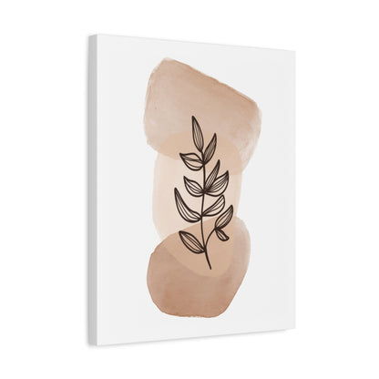 Brown Botanical Wall Art Set 1.1 - Matte Canvas Decor with Minimalist Leaf Design