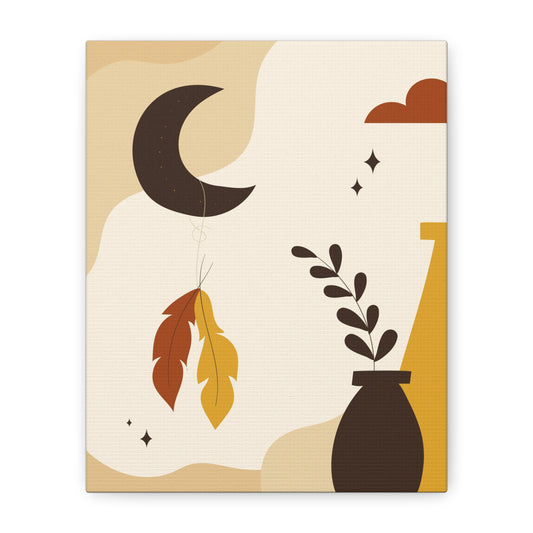 Nocturne Petal Art Set 1.2 - Matte Canvas Decor with Minimalist Leaf Design