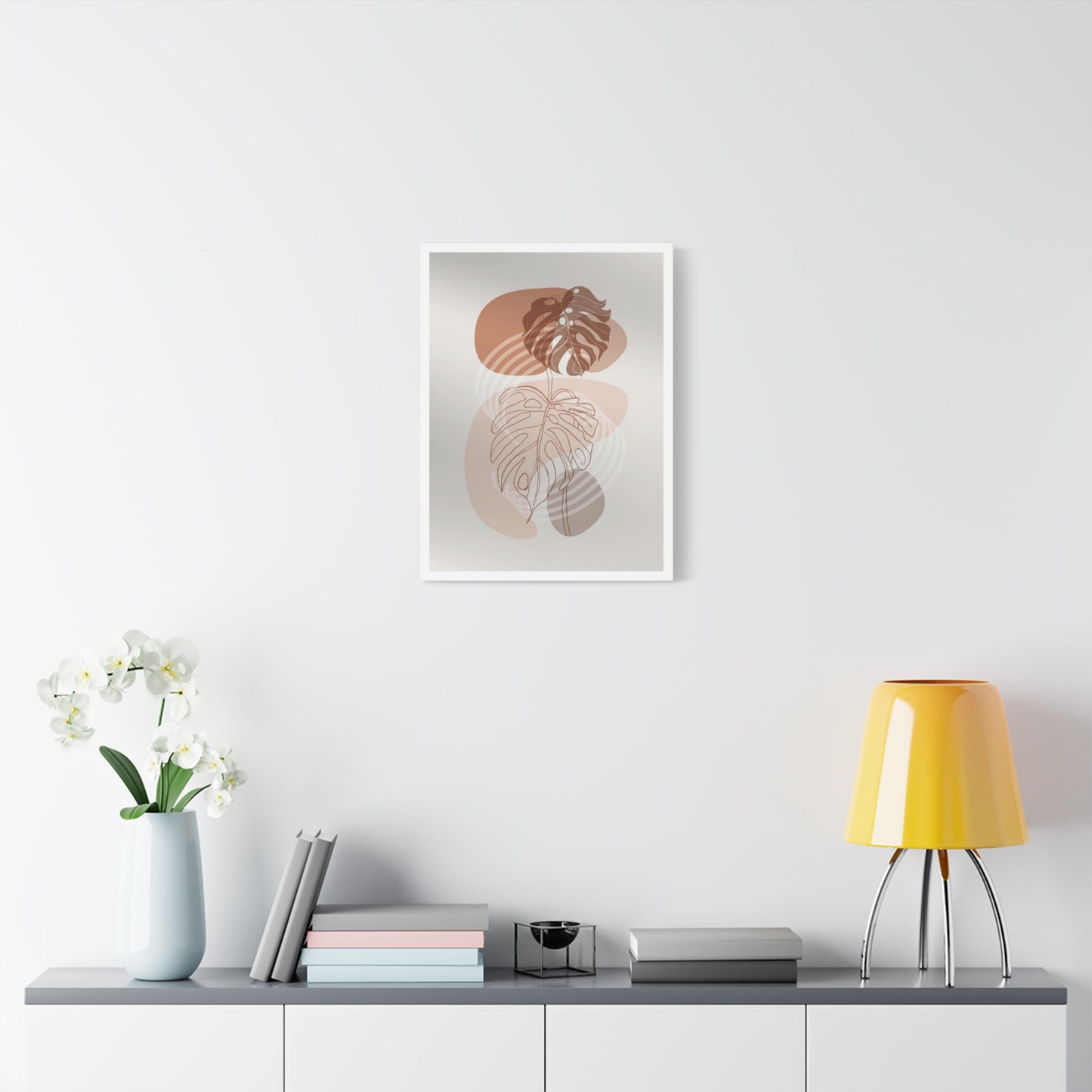 Brown Leaf Wall Painting Set 1.2 - Matte Canvas Decor with Minimalist Leaf Design