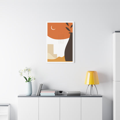 Lunar Bloom Art Set 1.3 - Matte Canvas Decor with Minimalist Leaf Design