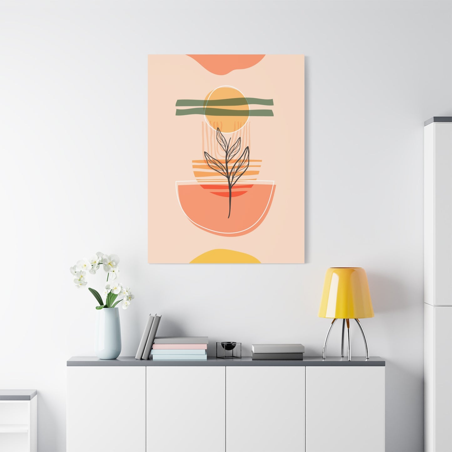 Sunway Minimal Art Set 1.3 - Matte Canvas Decor with Minimalist Leaf Design