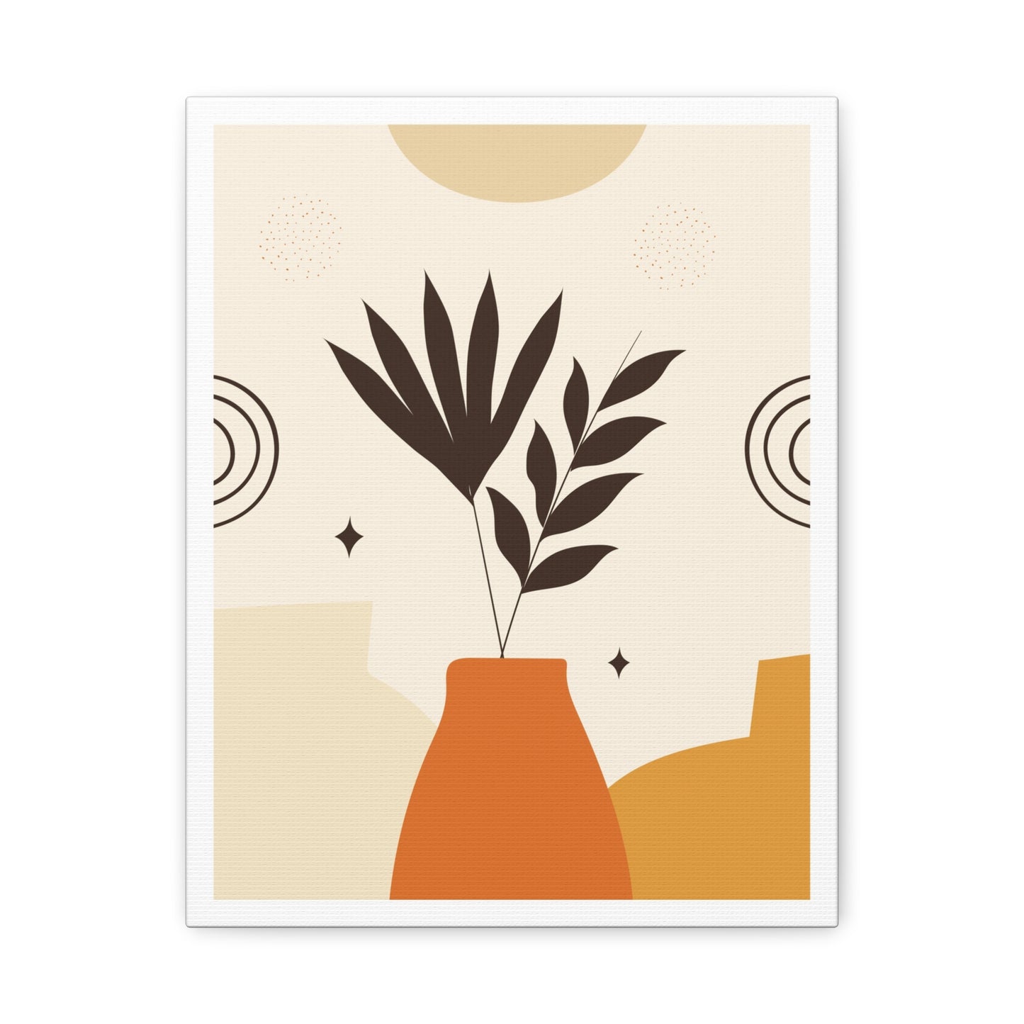 Lunar Bloom Art Set 1.1 - Matte Canvas Decor with Minimalist Leaf Design