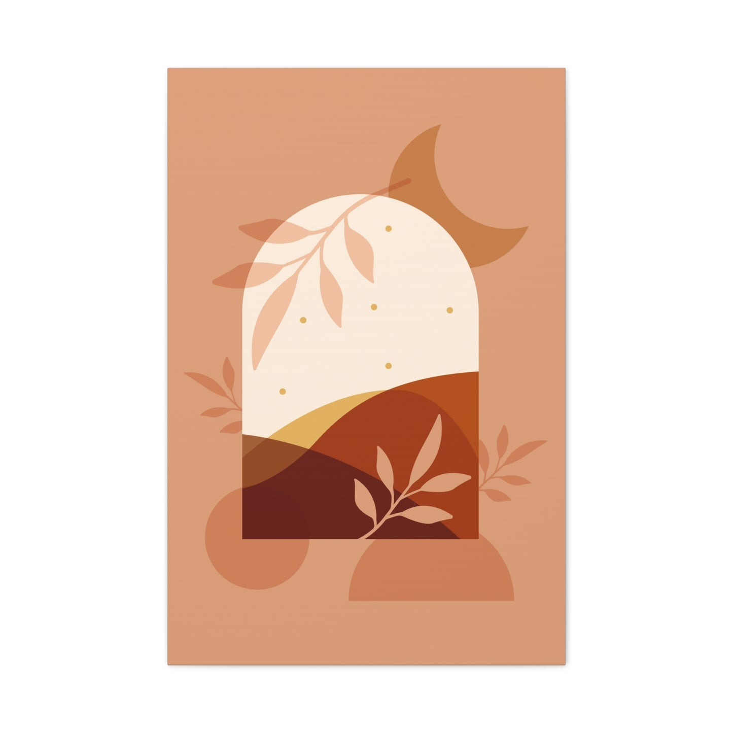 Abstract Terracotta Botanical Art Set 1.3 - Matte Canvas Decor with Minimalist Leaf Design