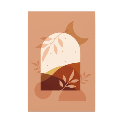 Abstract Terracotta Botanical Art Set 1.3 - Matte Canvas Decor with Minimalist Leaf Design
