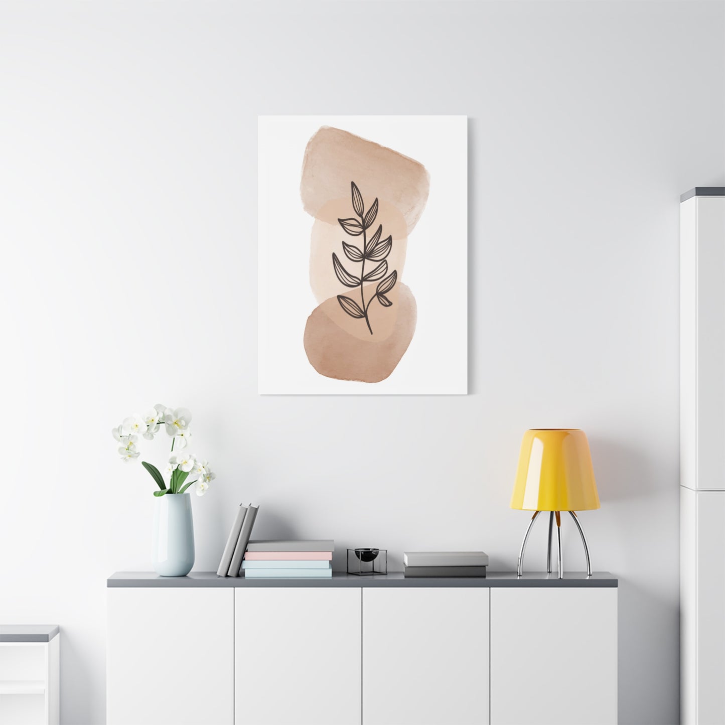 Brown Modern Botanical Wall Art Set 1.1- Matte Canvas Decor with Minimalist Leaf Design
