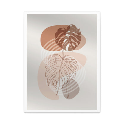 Brown Leaf Wall Painting Set 1.2 - Matte Canvas Decor with Minimalist Leaf Design