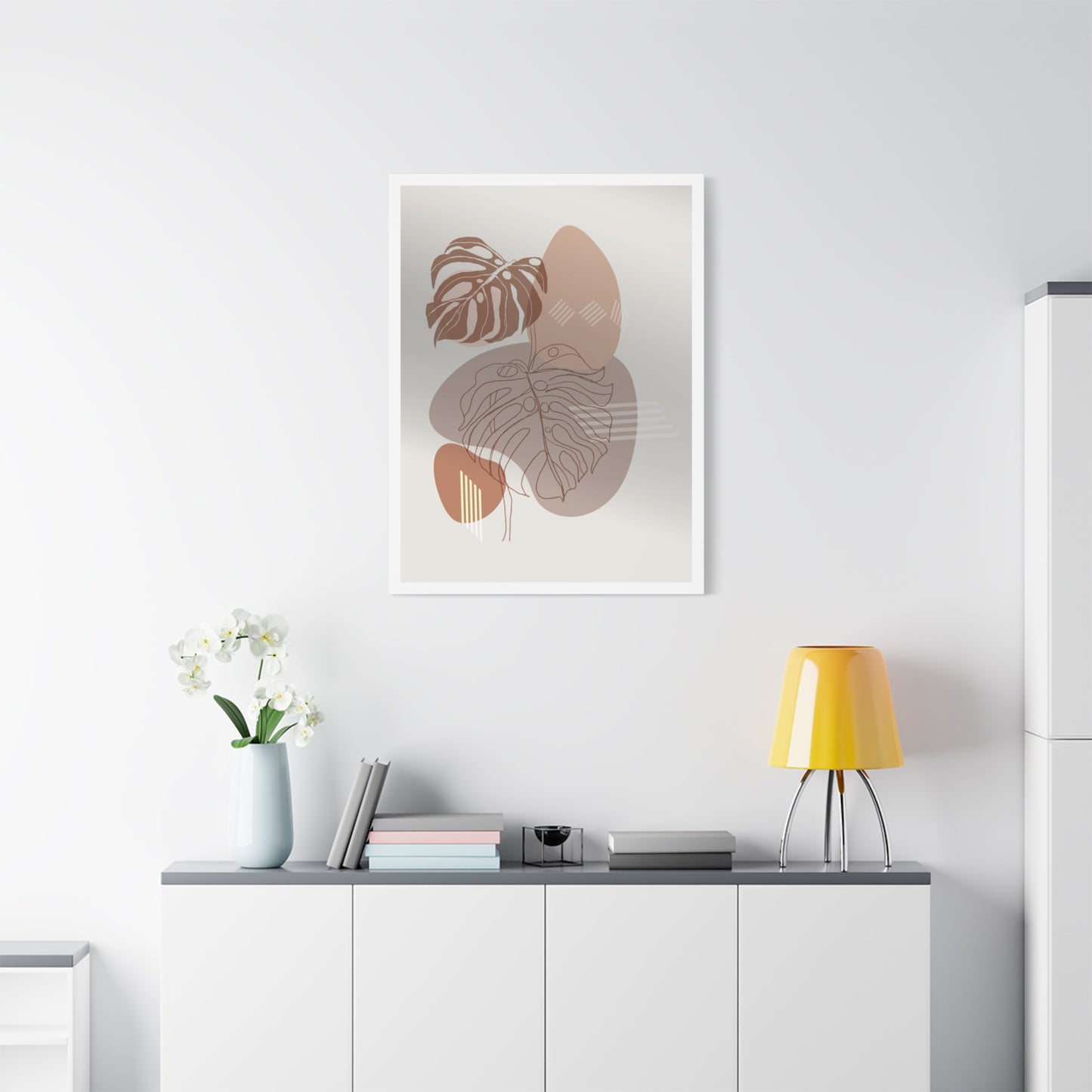 Brown Leaf Wall Painting Set 1.1 - Matte Canvas Decor with Minimalist Leaf Design