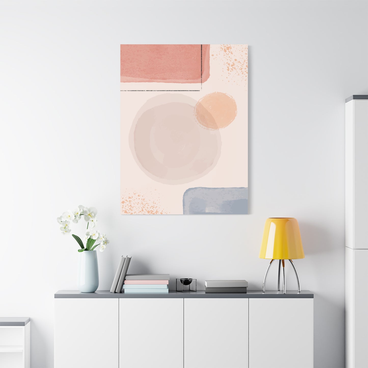 Pink Water Minimal Art Set 1.1 - Matte Canvas Decor with Minimalist Leaf Design