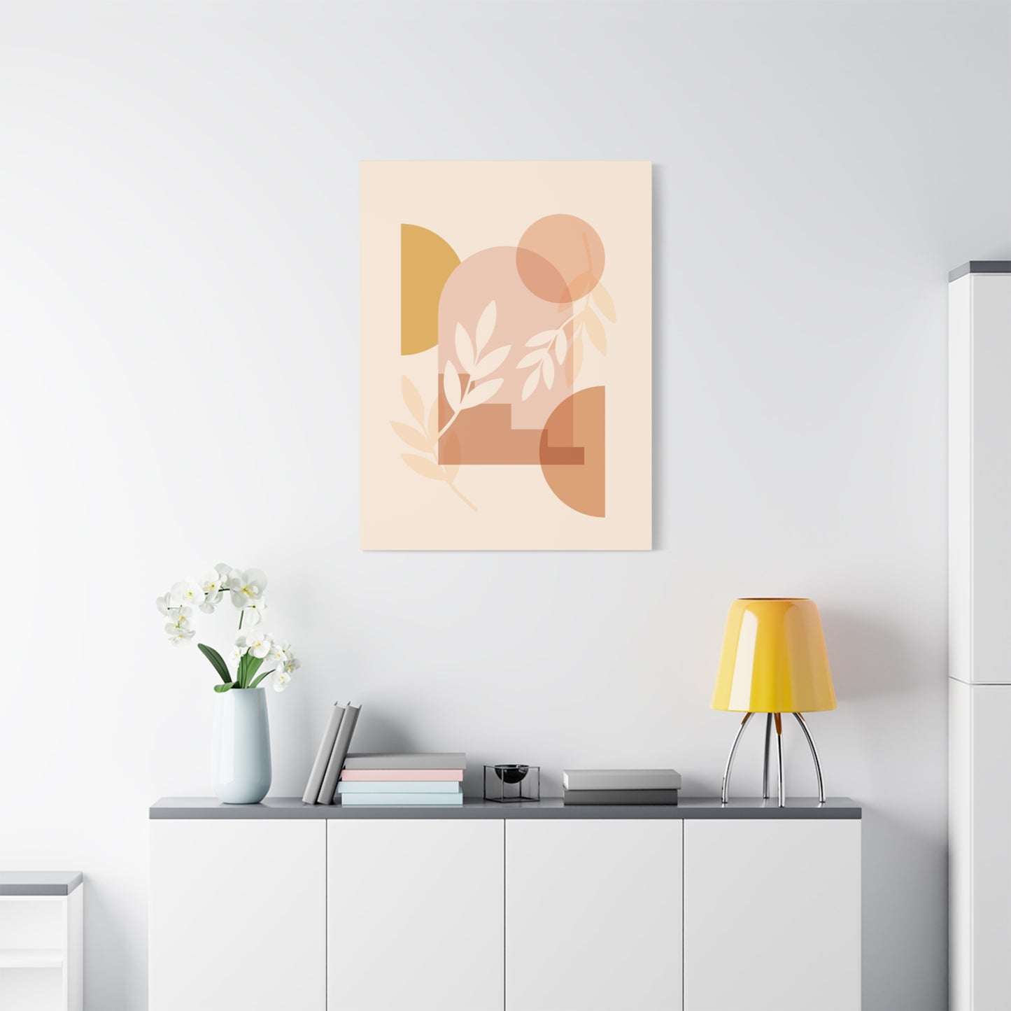 Abstract Terracotta Botanical Art Set 1.1 - Matte Canvas Decor with Minimalist Leaf Design