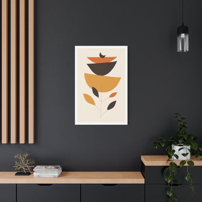 Lunar Bloom Art Set 1.2 - Matte Canvas Decor with Minimalist Leaf Design