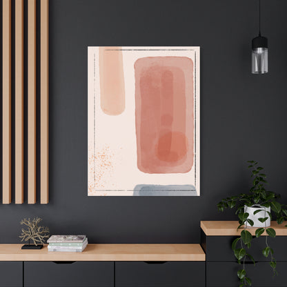 Pink Water Minimal Art Set 1.3 - Matte Canvas Decor with Minimalist Leaf Design